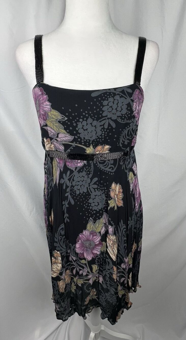 Y2K Eva Blue Fairy Grunge Floral Dress 8 Petite Beaded HOCO Whimsigoth Romantic